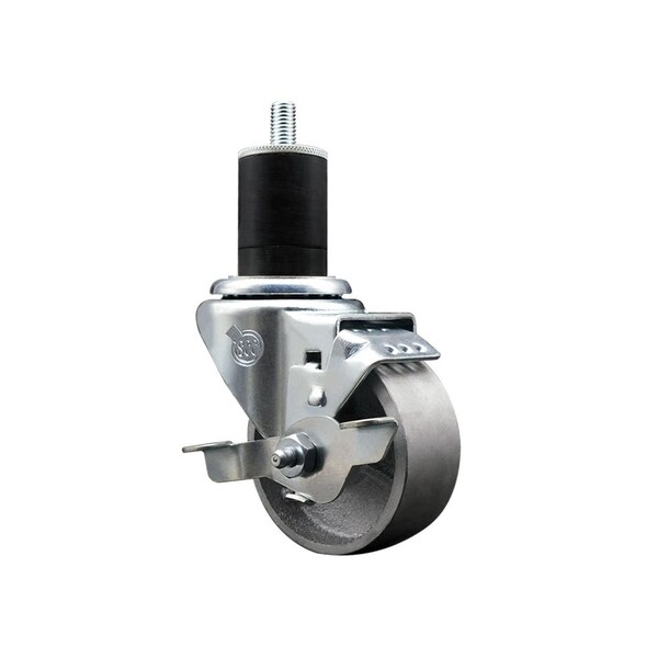 Service Caster 3'' Semi Steel Swivel 1-3/4'' Expanding Stem Caster with Brake SCC-EX20S314-SSS-TLB-134 - main